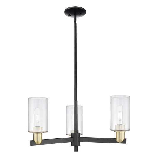 Innovations Clymer 26in 3-Light Pendant | Industrial Black Antique Brass Steel and Clear Glass | Kitchen Island & Dining Room | Model 716-3CR-BAB-G802