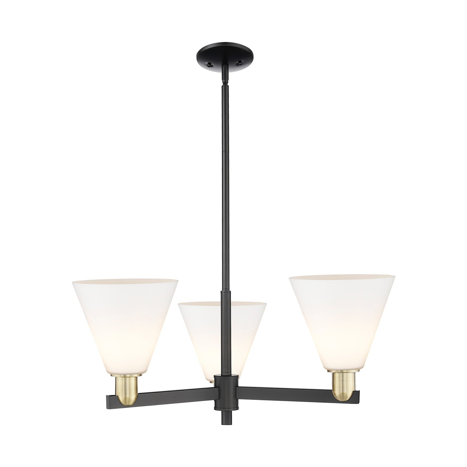 Innovations Berkshire Glass 30in 3-Light Pendant | Industrial Black Antique Brass Steel and Matte White Glass | Kitchen Island | Model 716-3CR-BAB-GBC-81
