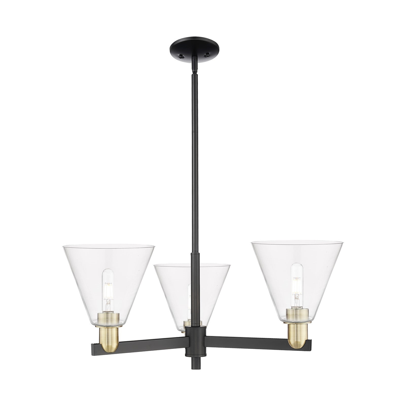 Innovations Berkshire Glass 30in 3-Light Pendant | Industrial Black Antique Brass and Clear Glass | Kitchen Island & Dining | Model 716-3CR-BAB-GBC-82