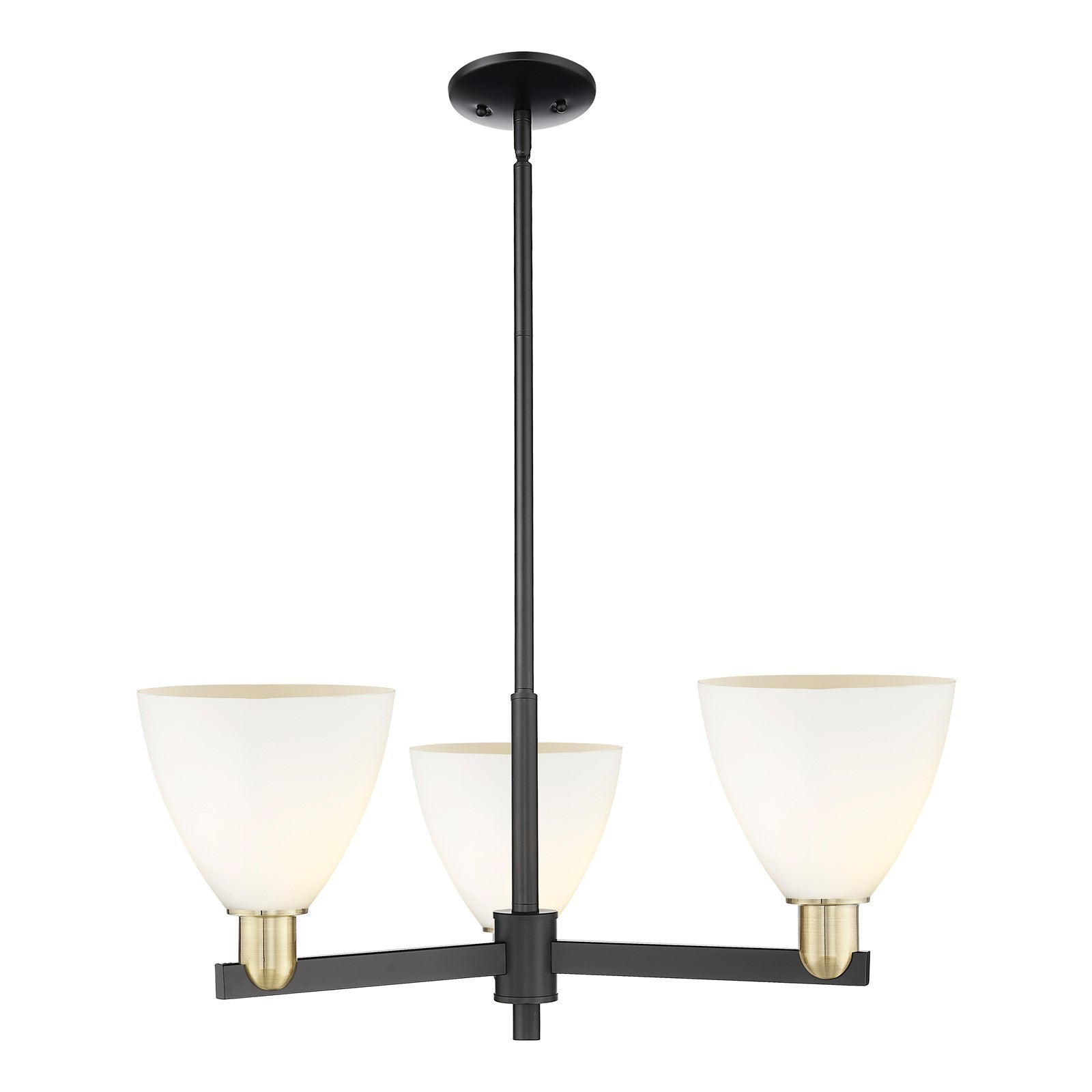 Innovations Bristol 29in 3-Light Pendant | Industrial Black Antique Brass Steel and Matte White Glass | Kitchen Island & | Model 716-3CR-BAB-GBD-751