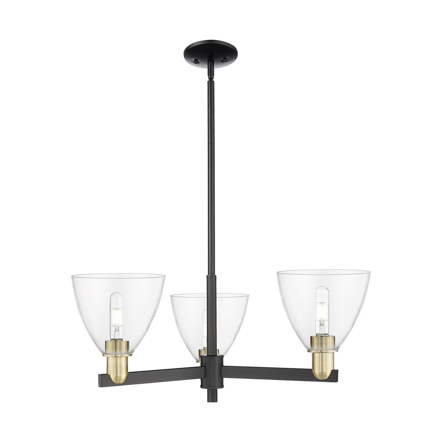 Innovations Bristol 29in 3-Light Pendant | Industrial Black Antique Brass Steel and Clear Glass | Kitchen Island & Dining Room | Model 716-3CR-BAB-GBD-752