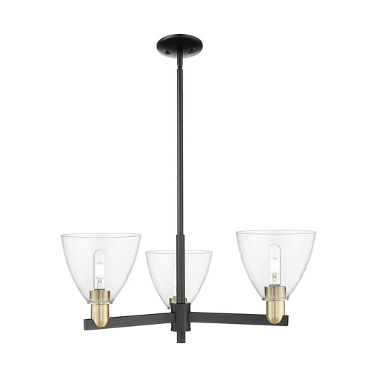 Innovations Bristol 29in 3-Light Pendant | Industrial Black Antique Brass Steel and Clear Glass | Kitchen Island & Dining Room | Model 716-3CR-BAB-GBD-752