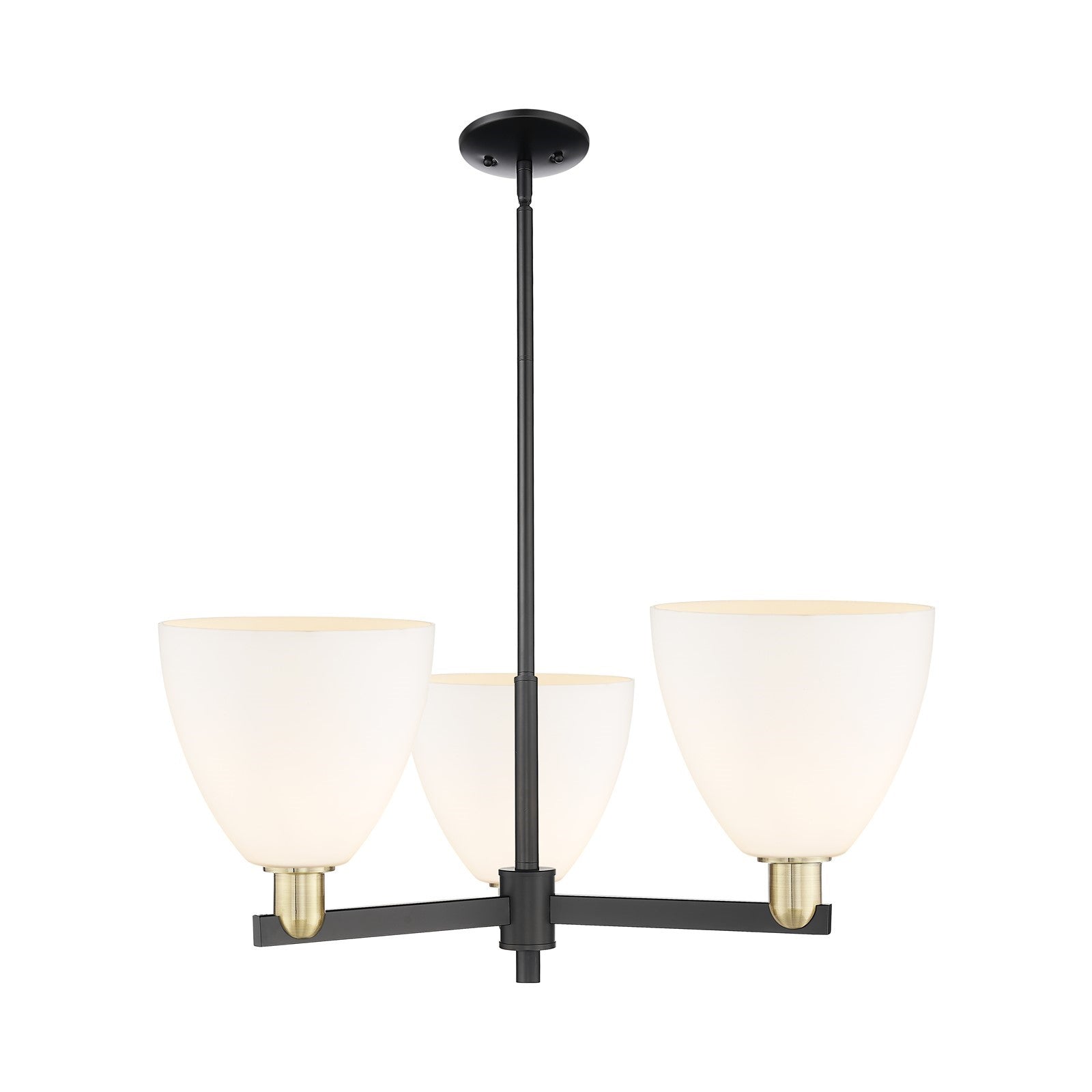 Innovations Bristol 31in 3-Light Pendant | Industrial Black Antique Brass Steel and Matte White Glass | Kitchen Island & Dining | Model 716-3CR-BAB-GBD-91