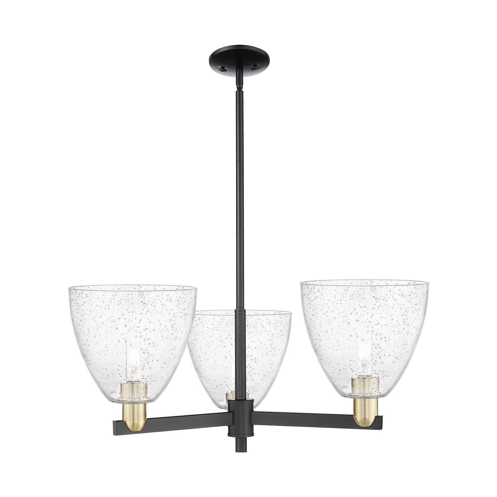 Innovations Bristol 31in 3-Light Pendant | Industrial Black Antique Brass Steel and Seedy Glass | Kitchen Island & Dining Room | Model 716-3CR-BAB-GBD-94