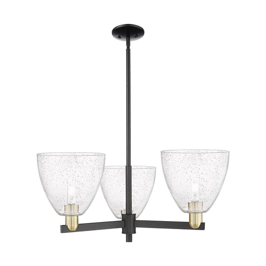 Innovations Bristol 31in 3-Light Pendant | Industrial Black Antique Brass Steel and Seedy Glass | Kitchen Island & Dining Room | Model 716-3CR-BAB-GBD-94