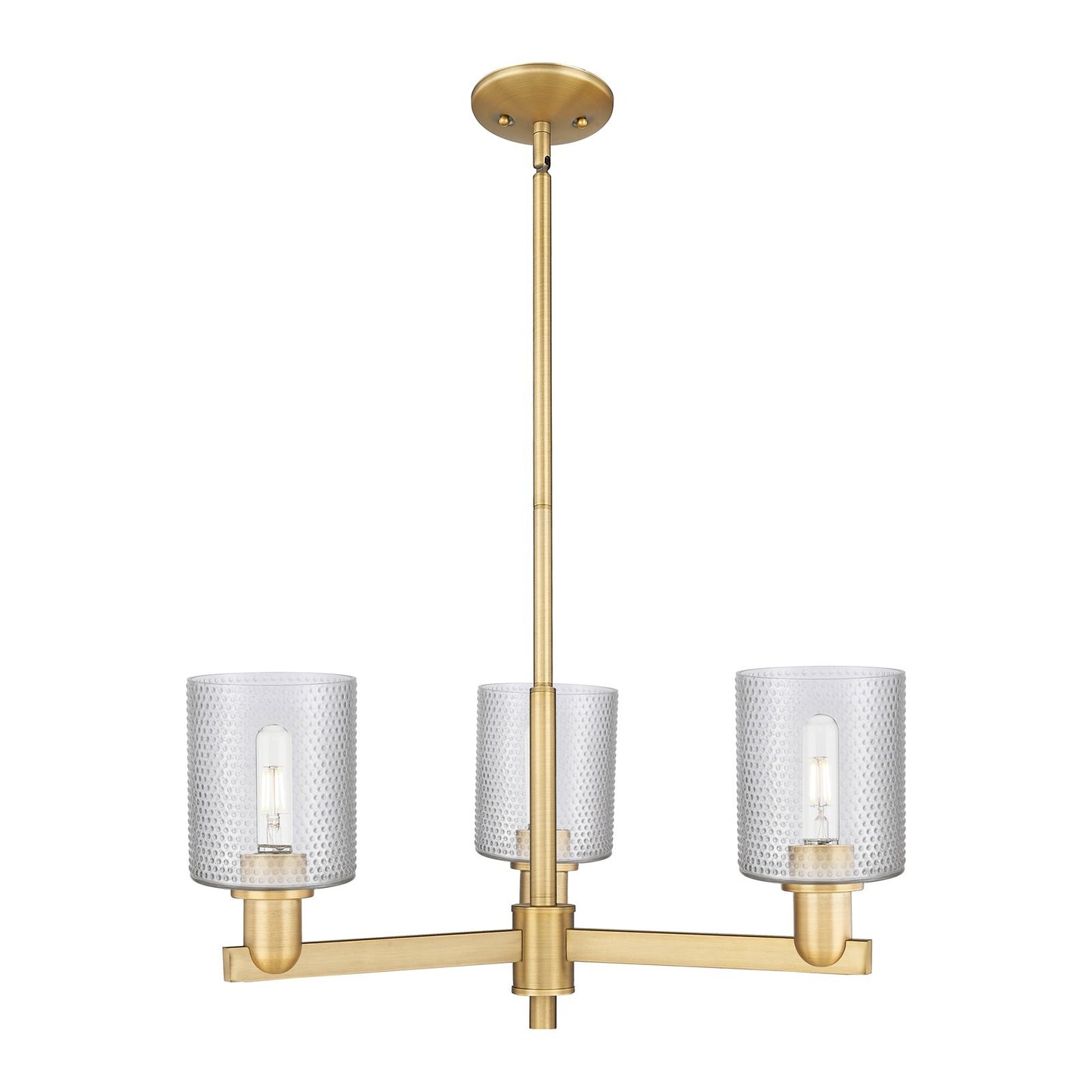 Innovations Cobbleskill 27in 3-Light Pendant | Industrial Brushed Brass Steel and Clear Glass | Kitchen Island & Dining Room | 27 | Model 716-3CR-BB-G112