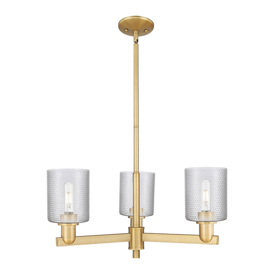 Innovations Cobbleskill 27in 3-Light Pendant | Industrial Brushed Brass Steel and Clear Glass | Kitchen Island & Dining Room | 27 | Model 716-3CR-BB-G112