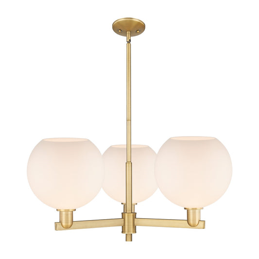 Innovations Athens 32in 3-Light Pendant | Industrial Brushed Brass and Matte White Glass | Kitchen Island & Dining Room | 31.75 | Model 716-3CR-BB-G121-10