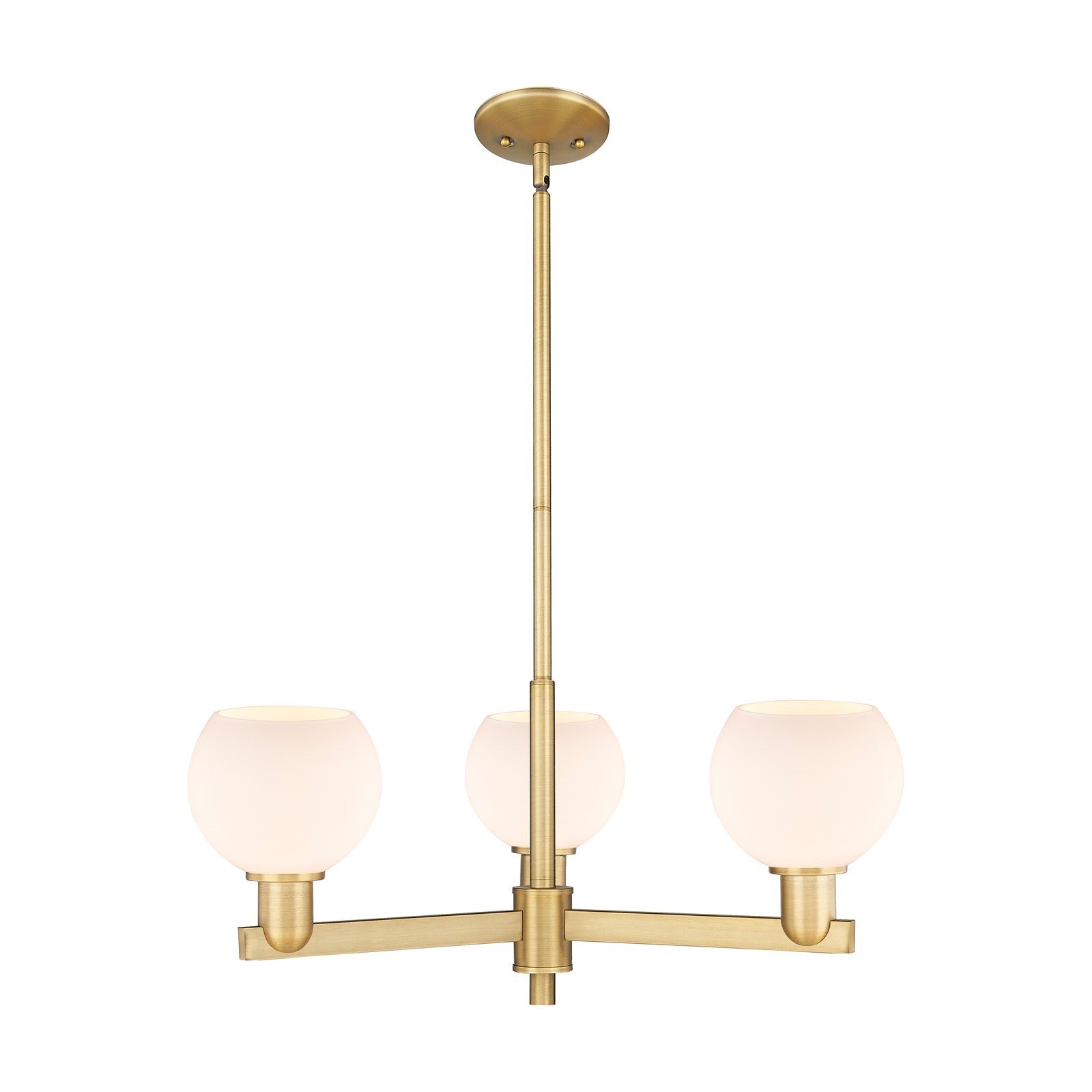 Innovations Athens 28in 3-Light Pendant | Industrial Brushed Brass Steel and Matte White Glass | Kitchen Island & Dining Room | Model 716-3CR-BB-G121-6