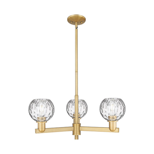 Innovations Athens Water Glass 28in 3-Light Pendant | Industrial Brushed Brass and Clear Glass | Kitchen Island & Dining Room | Model 716-3CR-BB-G1215-6