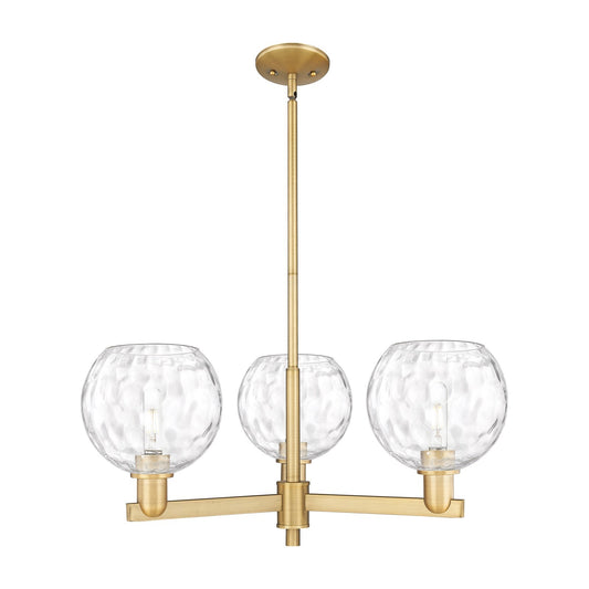 Innovations Athens Water Glass 30in 3-Light Pendant | Industrial Brushed Brass and Clear Glass | Kitchen Island & Dining Room | Model 716-3CR-BB-G1215-8