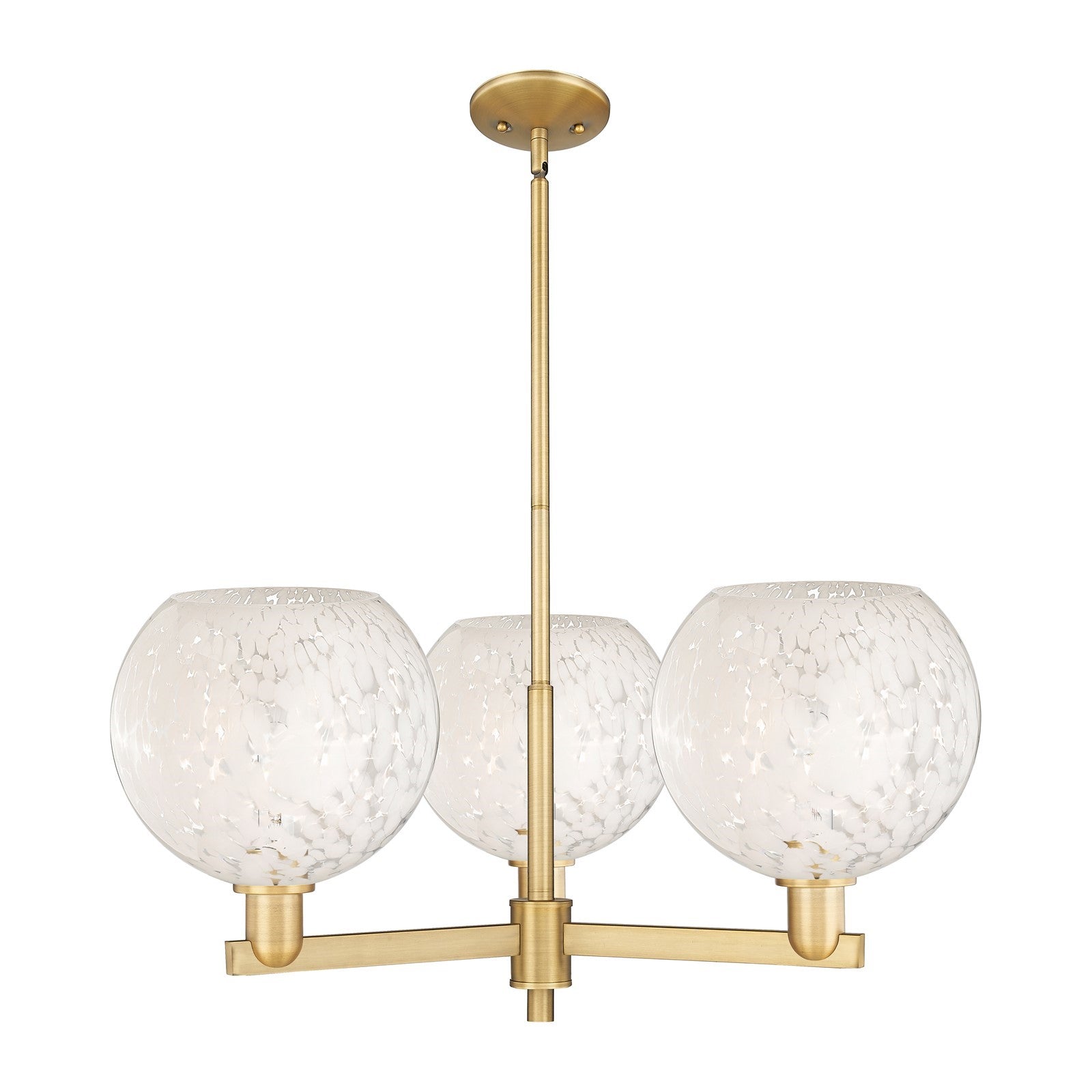 Innovations Lighting Arcadia 32in 3-Light Pendant | Industrial Brushed Brass and White Mouchette Glass | Kitchen Island & | Model 716-3CR-BB-G1216-10WM