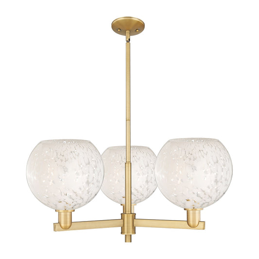 Innovations Lighting Arcadia 32in 3-Light Pendant | Industrial Brushed Brass and White Mouchette Glass | Kitchen Island & | Model 716-3CR-BB-G1216-10WM