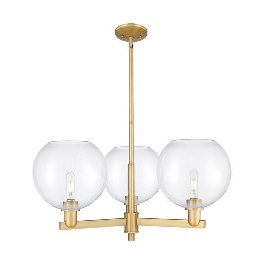 Innovations Athens 32in 3-Light Pendant | Industrial Brushed Brass Steel and Clear Glass | Kitchen Island & Dining Room | 31.75 | Model 716-3CR-BB-G122-10