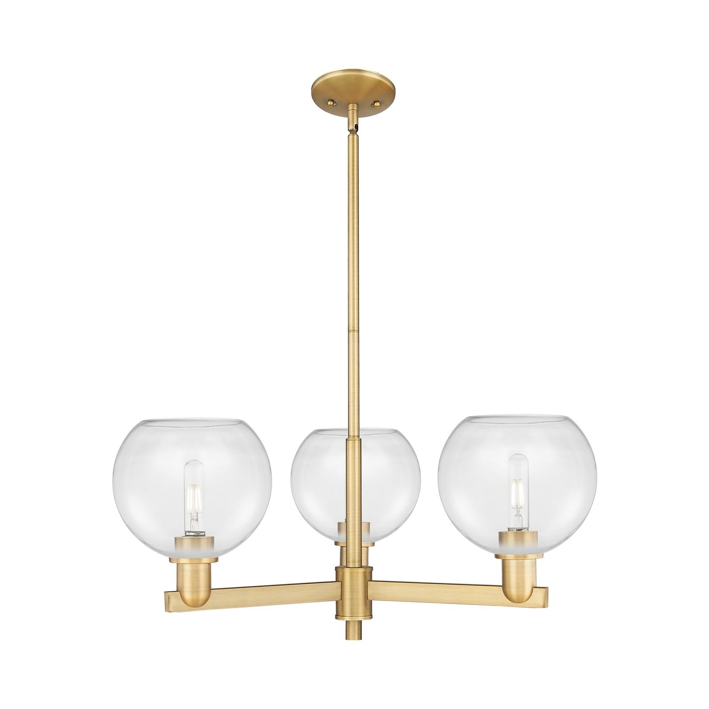 Innovations Athens 30in 3-Light Pendant | Industrial Brushed Brass Steel and Clear Glass | Kitchen Island & Dining Room | 29.75 | Model 716-3CR-BB-G122-8