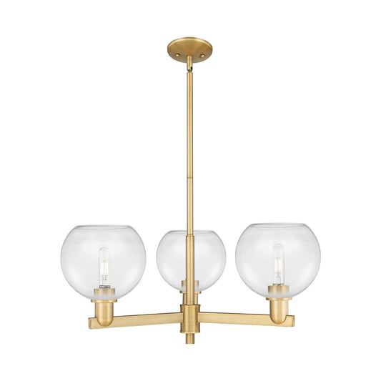 Innovations Athens 30in 3-Light Pendant | Industrial Brushed Brass Steel and Clear Glass | Kitchen Island & Dining Room | 29.75 | Model 716-3CR-BB-G122-8