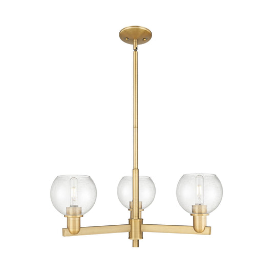 Innovations Athens 28in 3-Light Pendant | Industrial Brushed Brass Steel and Seedy Glass | Kitchen Island & Dining Room | 27.62 | Model 716-3CR-BB-G124-6