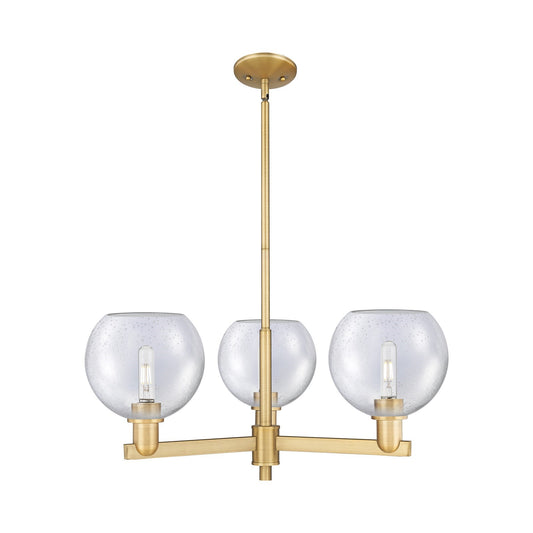 Innovations Athens 30in 3-Light Pendant | Industrial Brushed Brass and Seedy Glass | Kitchen Island & Dining Room | 29.75 x | Model 716-3CR-BB-G124-8