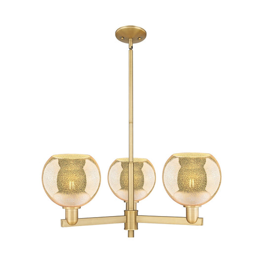 Innovations Athens 30in 3-Light Pendant | Industrial Brushed Brass Steel and Mercury Glass | Kitchen Island & Dining Room | Model 716-3CR-BB-G128-8