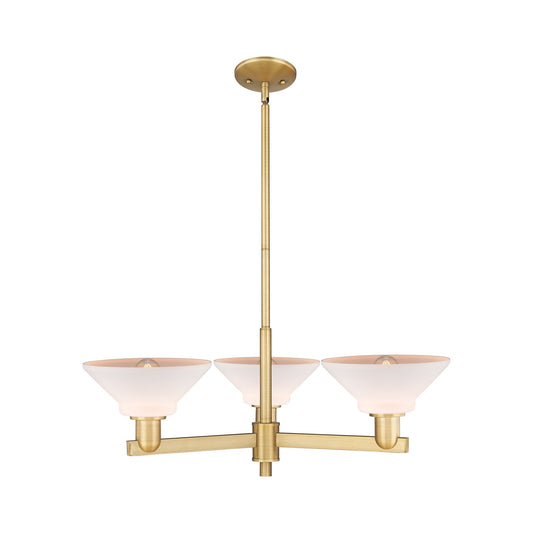 Innovations Orwell 30in 3-Light Pendant | Industrial Brushed Brass Steel and Matte White Glass | Kitchen Island & Dining Room | Model 716-3CR-BB-G131