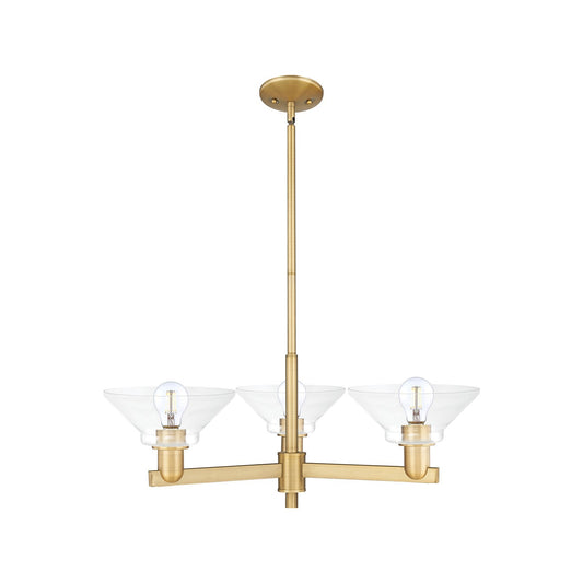Innovations Orwell 30in 3-Light Pendant | Industrial Brushed Brass Steel and Clear Glass | Kitchen Island & Dining Room | Damp | Model 716-3CR-BB-G132