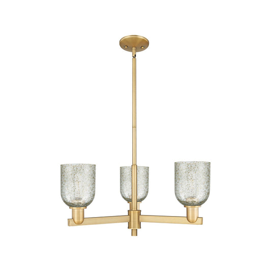 Innovations Caledonia 27in 3-Light Pendant | Industrial Brushed Brass Steel and Mica Glass | Kitchen Island & Dining Room | 26.75 | Model 716-3CR-BB-G259