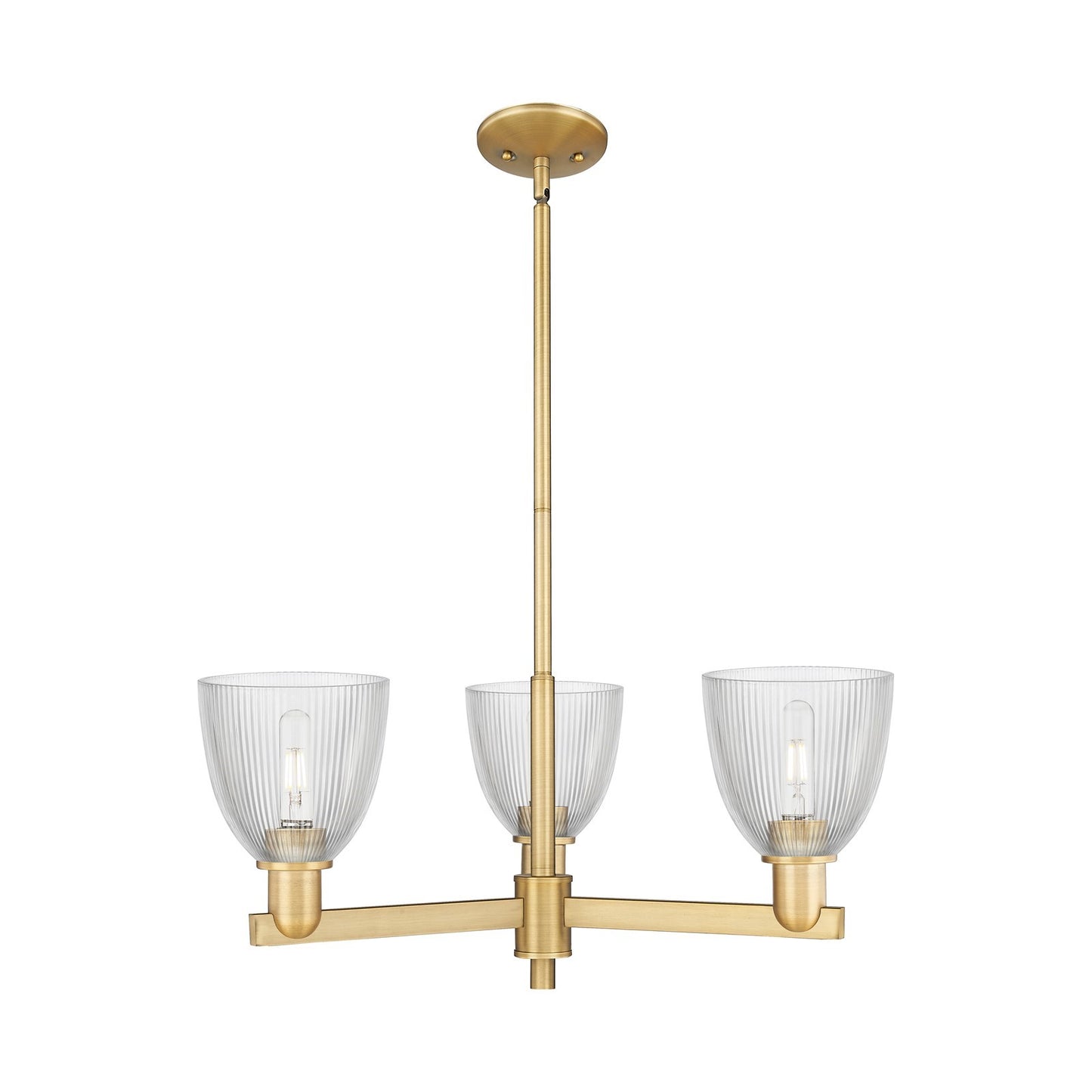 Innovations Castile 28in 3-Light Pendant | Industrial Brushed Brass Steel and Clear Glass | Kitchen Island & Dining Room | 27.75 x | Model 716-3CR-BB-G382