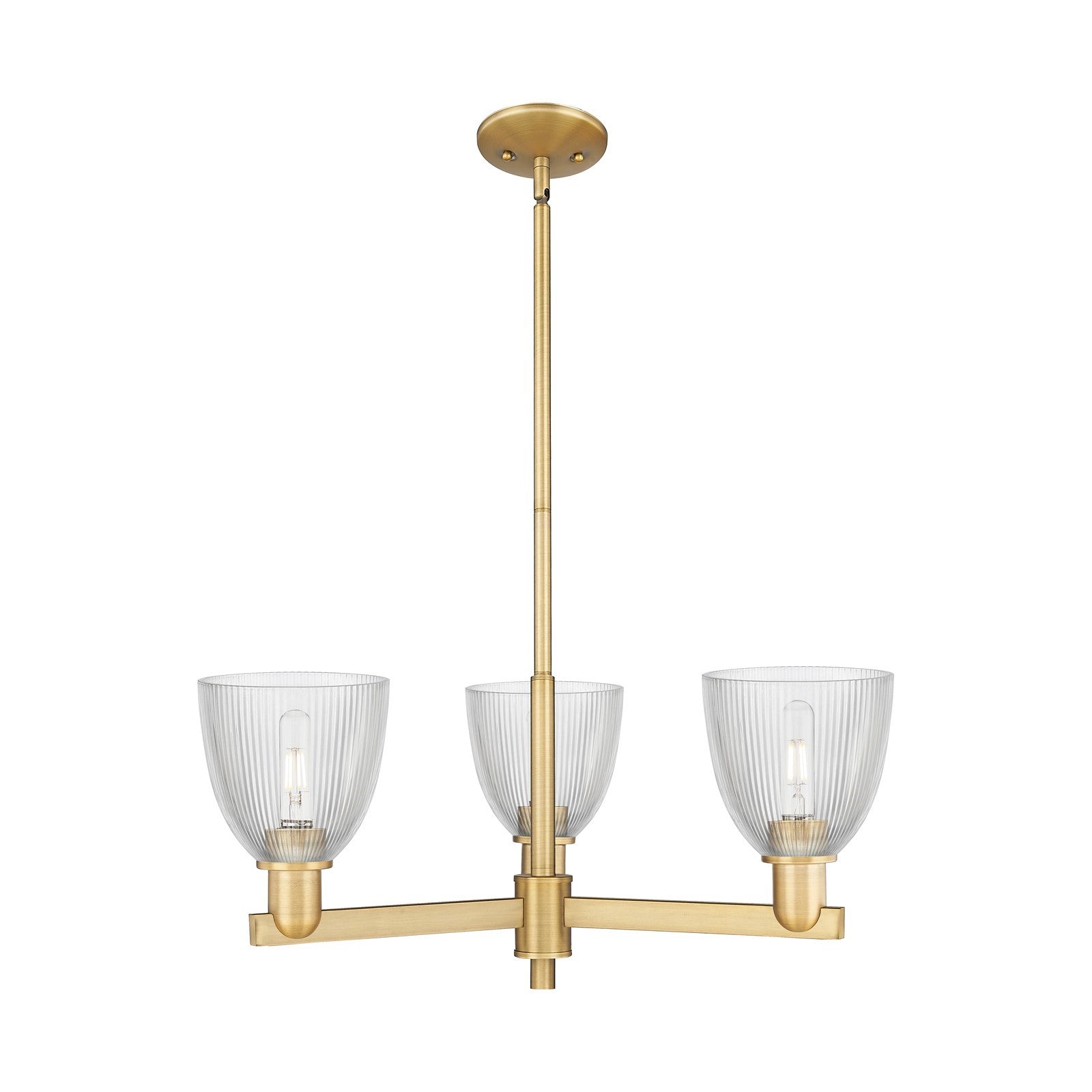 Innovations Castile 28in 3-Light Pendant | Industrial Brushed Brass Steel and Clear Glass | Kitchen Island & Dining Room | 27.75 x | Model 716-3CR-BB-G382