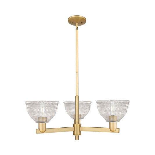 Innovations Arietta 30in 3-Light Pendant | Industrial Brushed Brass Steel and Clear Glass | Kitchen Island & Dining Room | 29.75 x | Model 716-3CR-BB-G422