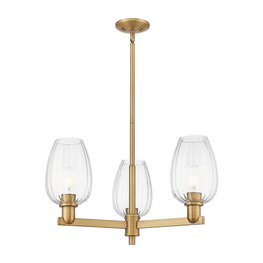 Innovations Preston 3Lt 18" Flute Stem Chandelier, BB/CL - 716-3CR-BB-G457-6CL