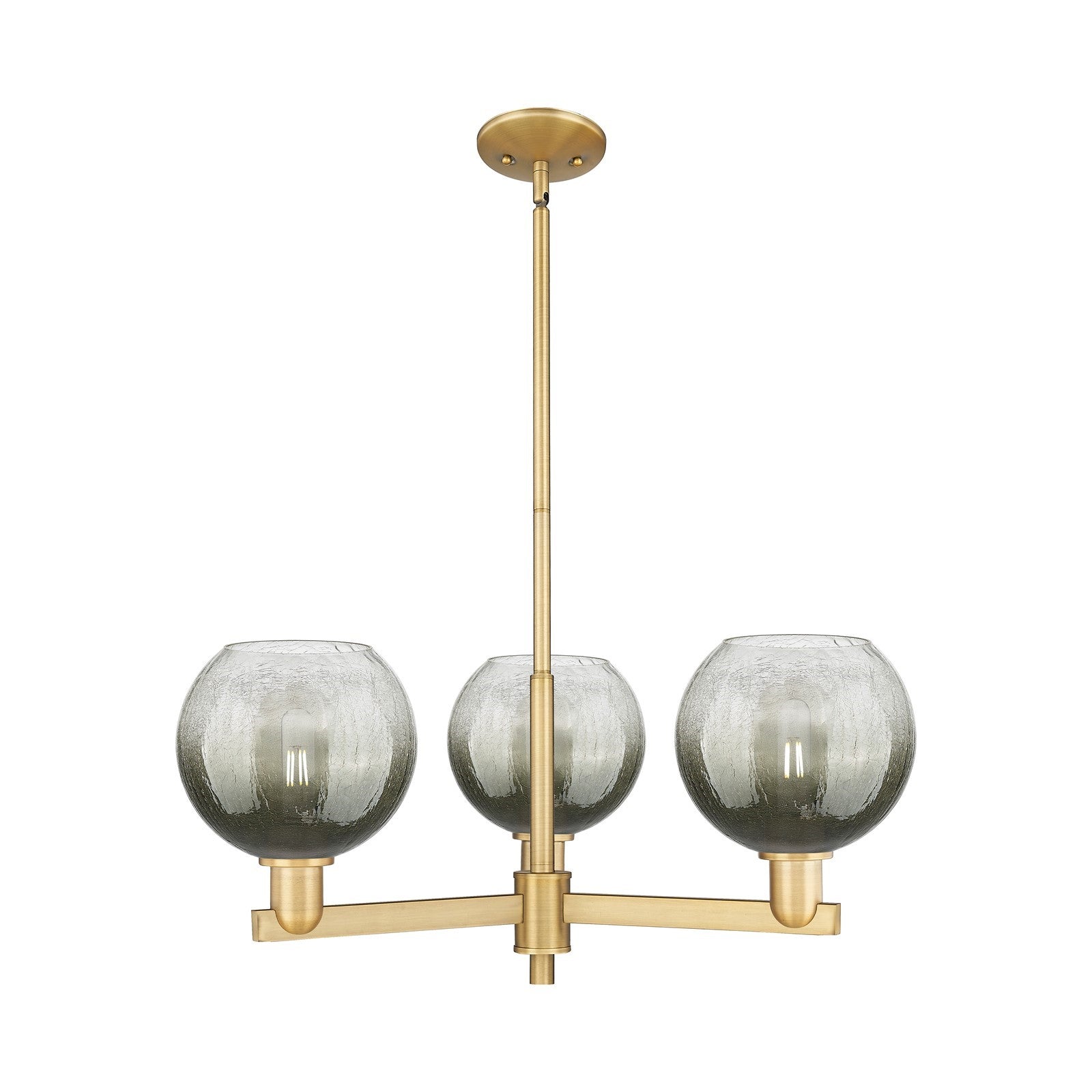 Innovations Brookhaven Globe 30in 3-Light Pendant | Industrial Brushed Brass Steel and Slate Glass | Kitchen Island & Dining | Model 716-3CR-BB-G483-8SL