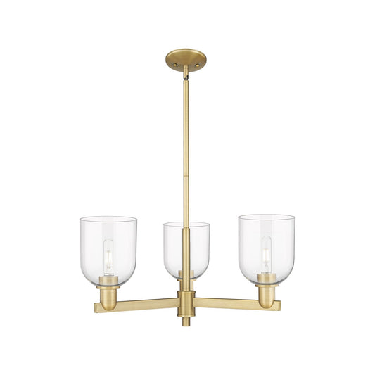 Innovations Bella 27in 3-Light Pendant | Industrial Brushed Brass Steel and Clear Glass | Kitchen Island & Dining Room | 27.25 | Model 716-3CR-BB-G558-6CL