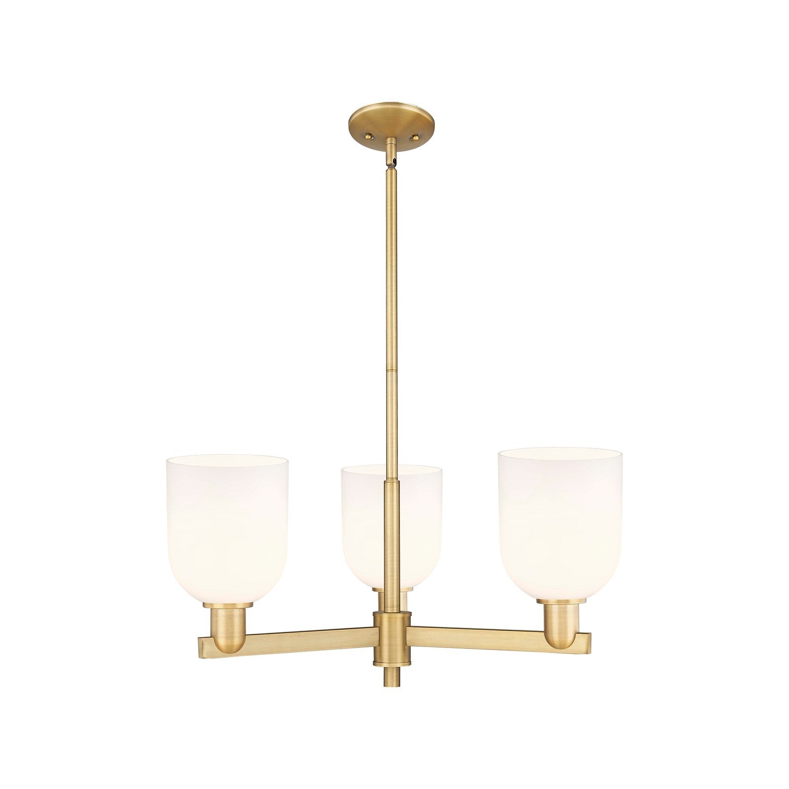 Innovations Bella 27in 3-Light Pendant | Industrial Brushed Brass Steel and White Glass | Kitchen Island & Dining Room | Model 716-3CR-BB-G558-6GWH