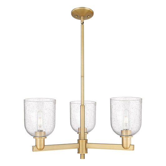 Innovations Bella 27in 3-Light Pendant | Industrial Brushed Brass Steel and Seedy Glass | Kitchen Island & Dining Room | Model 716-3CR-BB-G558-6SDY
