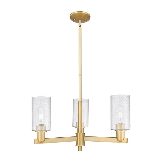 Innovations Clymer 26in 3-Light Pendant | Industrial Brushed Brass Steel and Seedy Glass | Kitchen Island & Dining Room | 25.62 x | Model 716-3CR-BB-G804