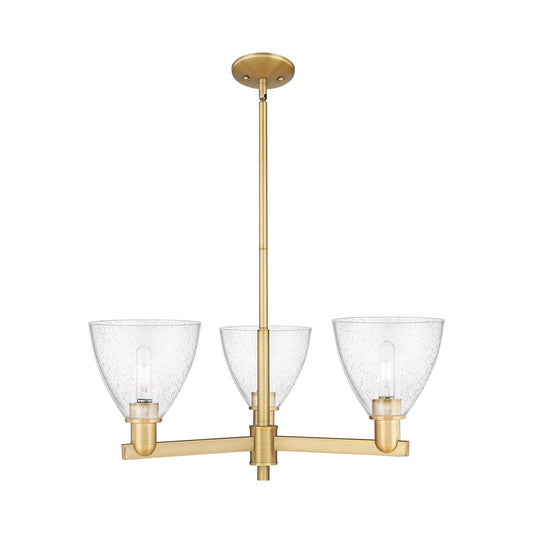 Innovations Bristol 29in 3-Light Pendant | Industrial Brushed Brass Steel and Seedy Glass Dome Shade | Kitchen Island & Dining | Model 716-3CR-BB-GBD-754