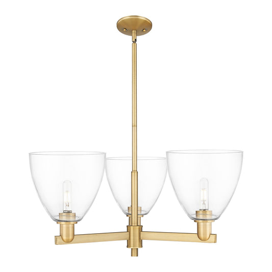 Innovations Bristol 31in 3-Light Pendant | Industrial Brushed Brass Steel and Clear Glass | Kitchen Island & Dining Room | 30.75 | Model 716-3CR-BB-GBD-92