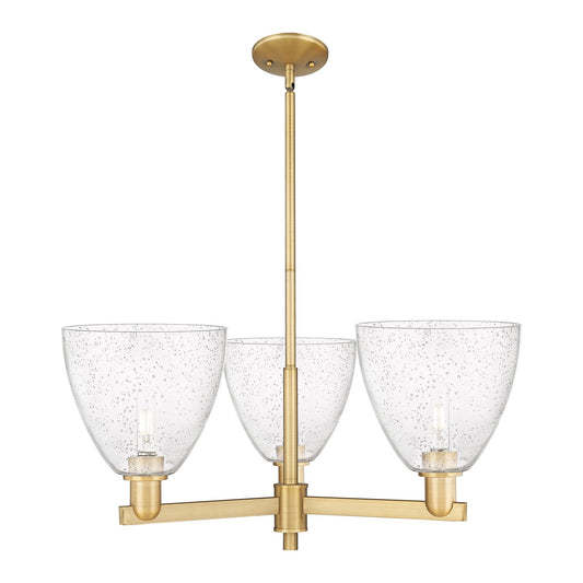 Innovations Bristol 31in 3-Light Pendant | Industrial Brushed Brass Steel and Seedy Glass Dome | Kitchen Island & Dining Room | Model 716-3CR-BB-GBD-94