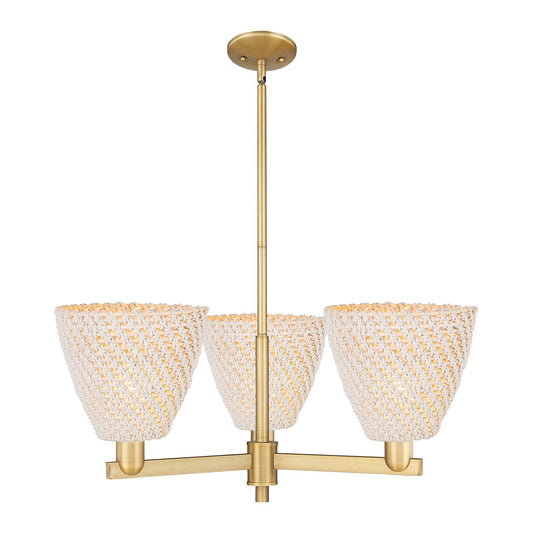 Innovations Bristol Natural 31in 3-Light Pendant | Industrial Brushed Brass Steel and Natural Fiber Dome | Kitchen Island & | Model 716-3CR-BB-NBD-9-NAT