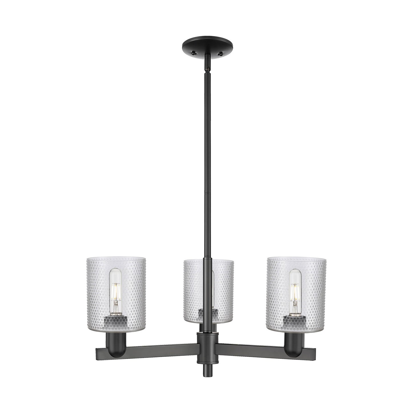 Innovations Cobbleskill 27in 3-Light Pendant | Industrial Matte Black Steel and Clear Glass | Kitchen Island & Dining Room | 26.75 | Model 716-3CR-BK-G112