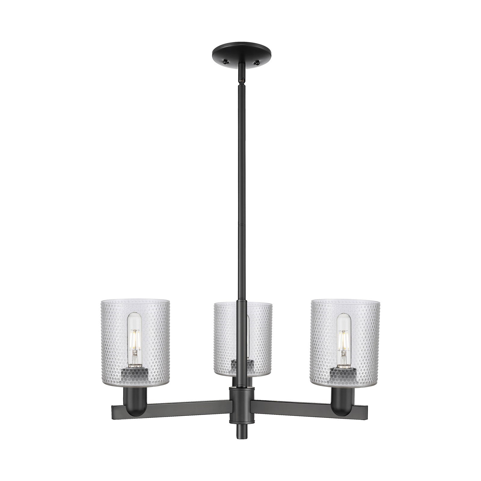 Innovations Cobbleskill 27in 3-Light Pendant | Industrial Matte Black Steel and Clear Glass | Kitchen Island & Dining Room | 26.75 | Model 716-3CR-BK-G112
