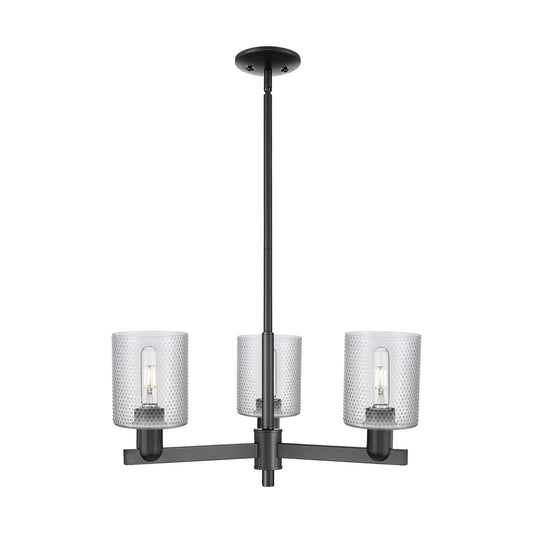 Innovations Cobbleskill 27in 3-Light Pendant | Industrial Matte Black Steel and Clear Glass | Kitchen Island & Dining Room | 26.75 | Model 716-3CR-BK-G112