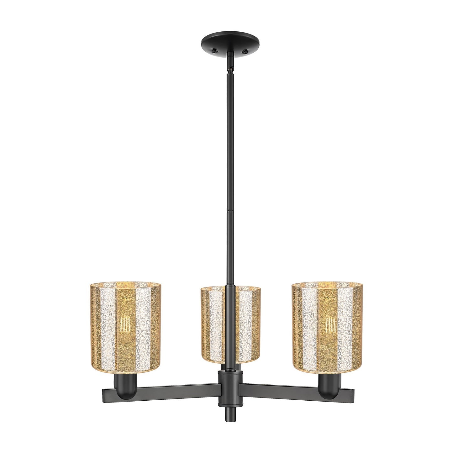 Innovations Cobbleskill 27in 3-Light Pendant | Industrial Matte Black Steel and Mercury Glass | Kitchen Island & Dining Room | Model 716-3CR-BK-G116