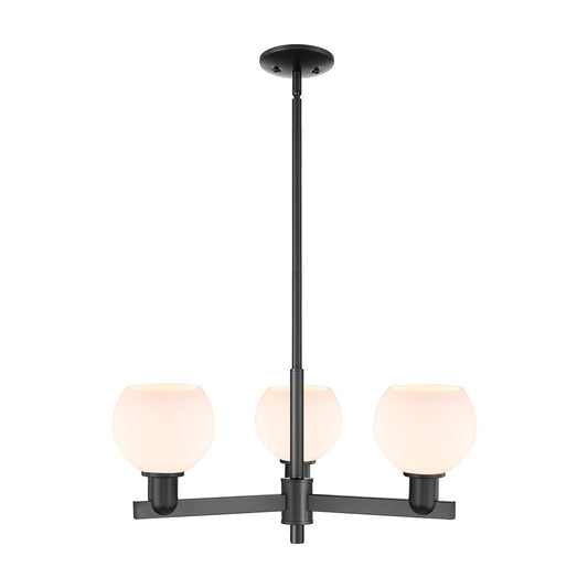 Innovations Athens 28in 3-Light Pendant | Industrial Matte Black Steel and Matte White Glass | Kitchen Island & Dining Room | Model 716-3CR-BK-G121-6