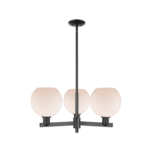 Innovations Athens 30in 3-Light Pendant | Industrial Matte Black Steel and Matte White Glass | Kitchen Island & Dining Room | Model 716-3CR-BK-G121-8