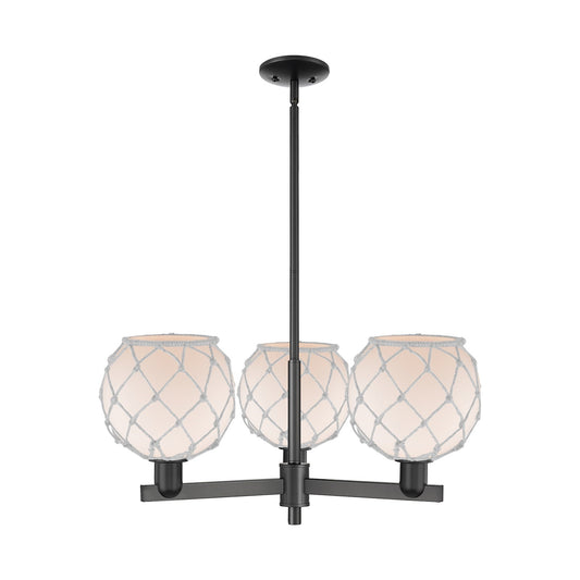 Innovations Farmhouse Rope 30in 3-Light Pendant | Industrial Matte Black Steel and White Frosted Glass with Rope | Kitchen | Model 716-3CR-BK-G121-8RW