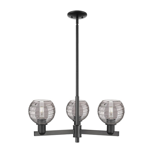 Innovations Athens Deco Swirl 27.62in 3-Light Pendant | Industrial Matte Black Steel and Light Smoke Glass | Kitchen Island & | Model 716-3CR-BK-G1213-6SM