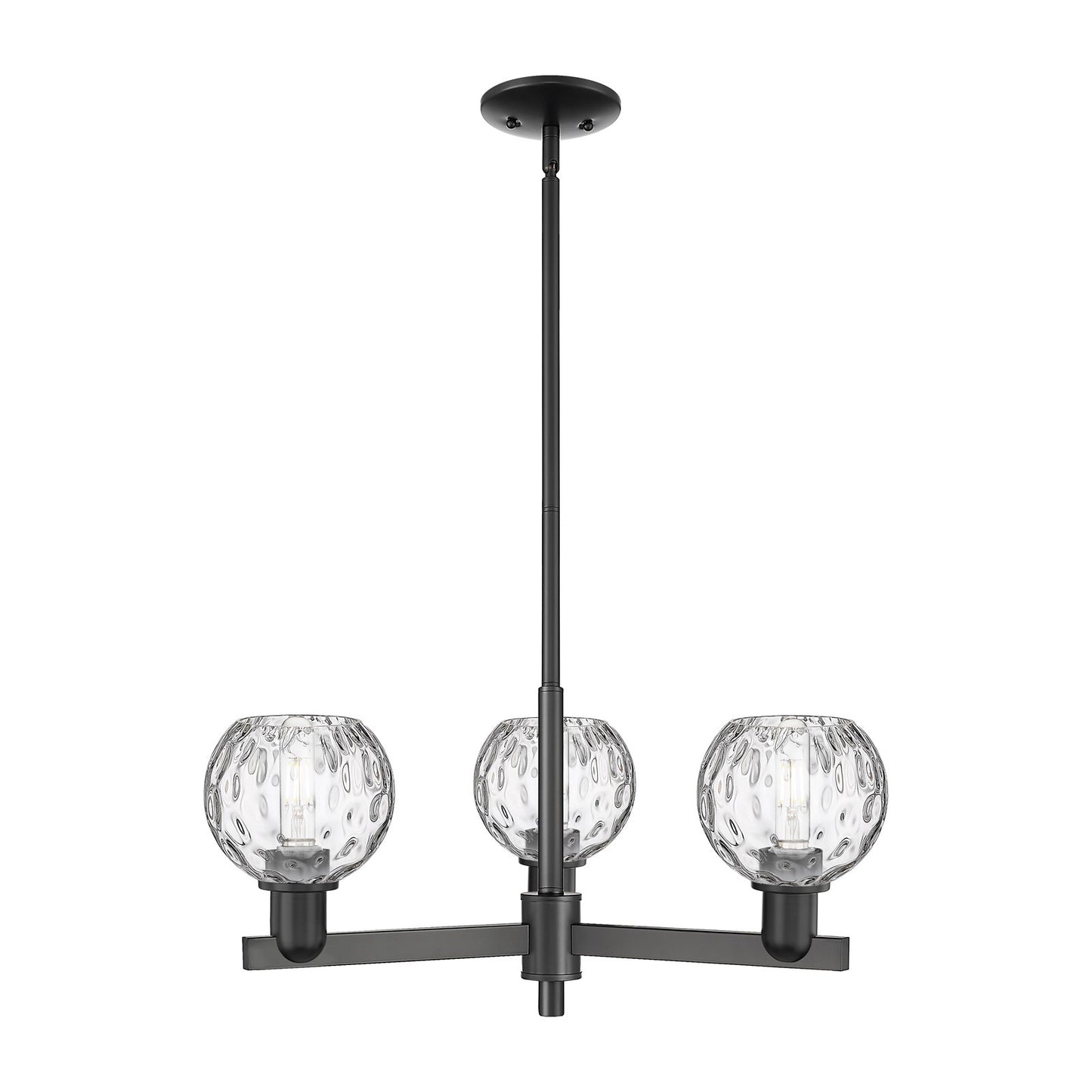 Innovations Athens Water Glass 28in 3-Light Pendant | Industrial Matte Black Steel and Clear Glass | Kitchen Island & Dining | Model 716-3CR-BK-G1215-6