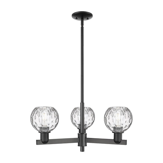 Innovations Athens Water Glass 28in 3-Light Pendant | Industrial Matte Black Steel and Clear Glass | Kitchen Island & Dining | Model 716-3CR-BK-G1215-6