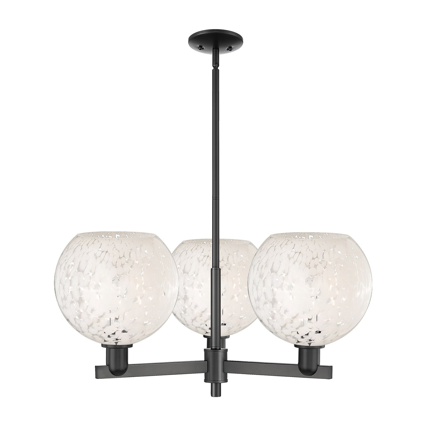 Innovations Lighting White Mouchette 32in 3-Light Pendant | Industrial Matte Black Steel and White Glass | Kitchen Island & | Model 716-3CR-BK-G1216-10WM